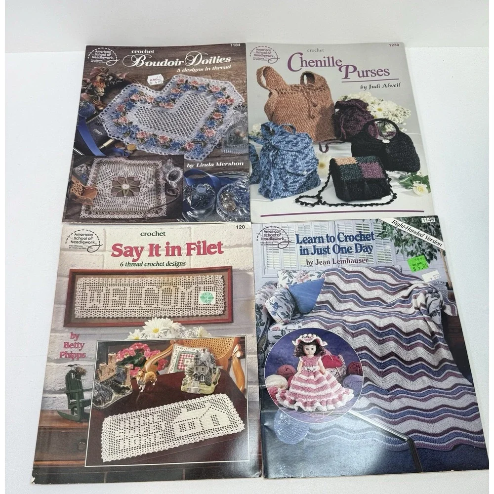 Lot of 11 American School of Needlework Knit Crochet Leaflets Misc, Random